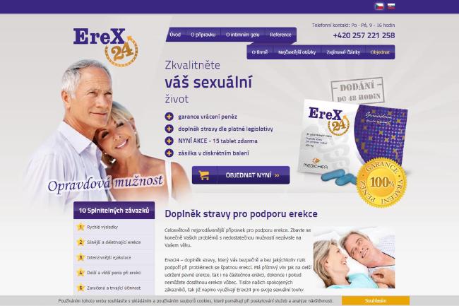 Webové stránky erex24.cz mají starší design, ale jsou přehledné a nákup je jednoduchý